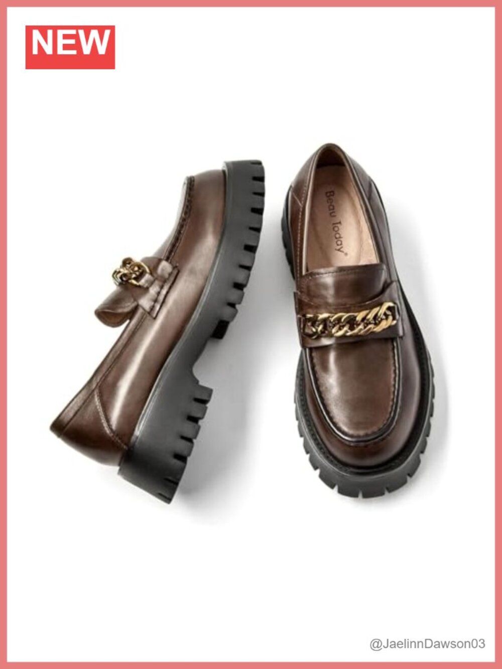 Chunky Loafers for Women Platform Lug Sole Slip-on Leather Shoes